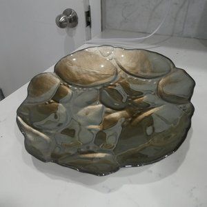 Vintage Gun Metal Ceramic Accent Decor Bowl- 11"